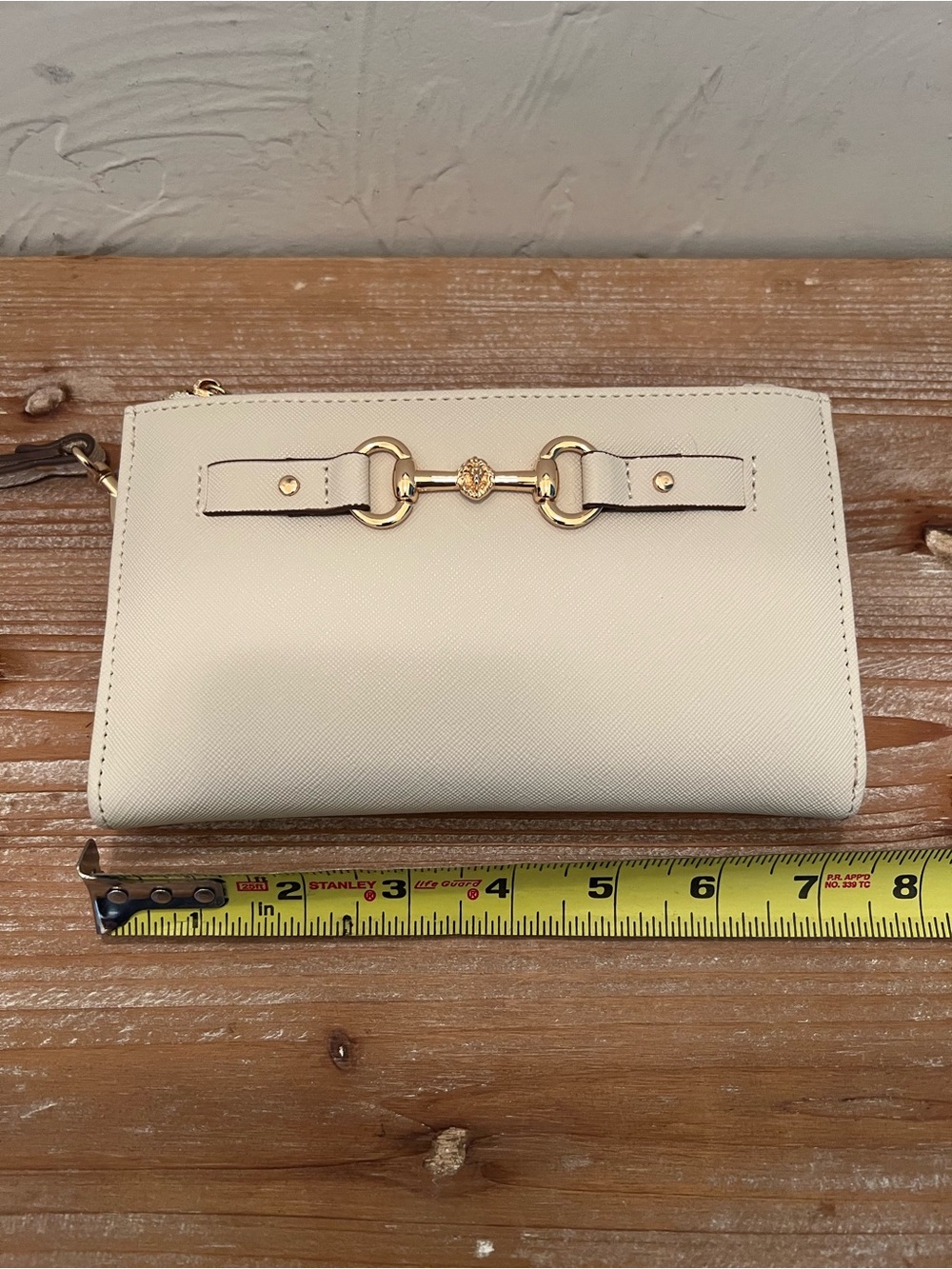 Anne Klein Cream Wristlet Clutch with Gold Hardware - Picture 7 of 8